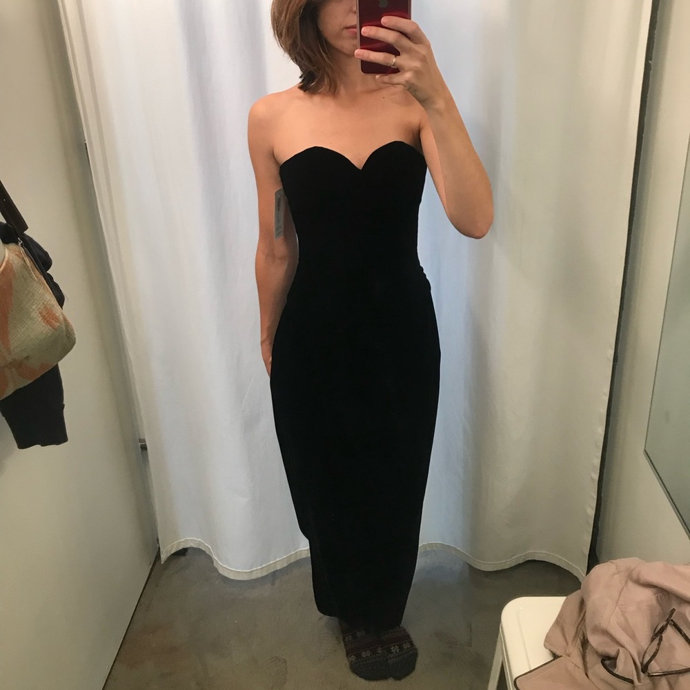 Vintage strapless velvet dress with corset and wrap
